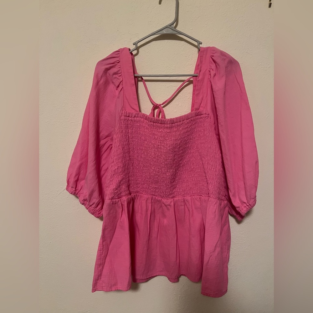 Ava & Viv Pink Smocked Blouse Size 2X